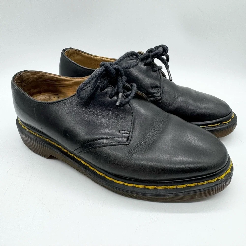 Vintage 90s Made in England‎ Dr. Marten's 3-Eyelet Oxford Lace Up Shoes Black 3